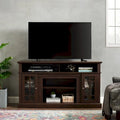 58-Inch Espresso TV Stand with Glass Door Cabinets and Open Shelves, Fits TVs up to 65"