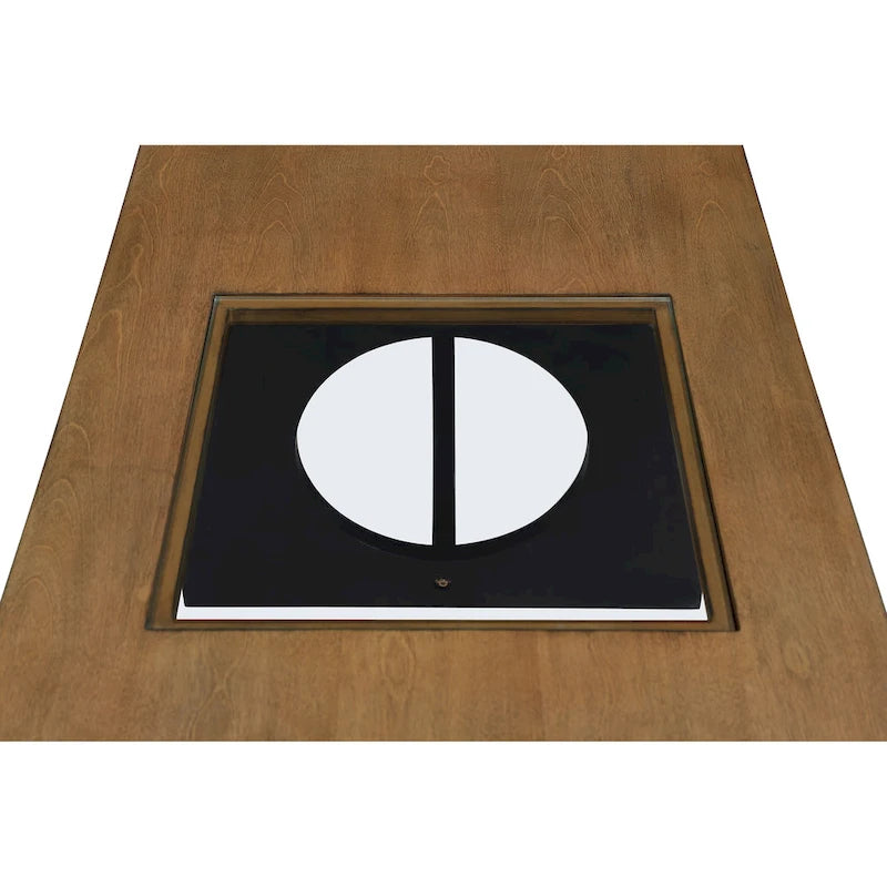 47 Contemporary Wood Rectangular Coffee Table with Clear Tempered Glass Top, Black and Light Espresso Top