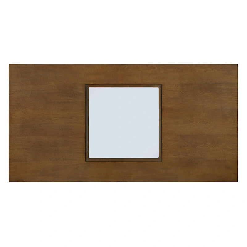 47-Inch Rectangular Coffee Table with Tempered Glass Insert and Circle-Cutout Base, Black Brown