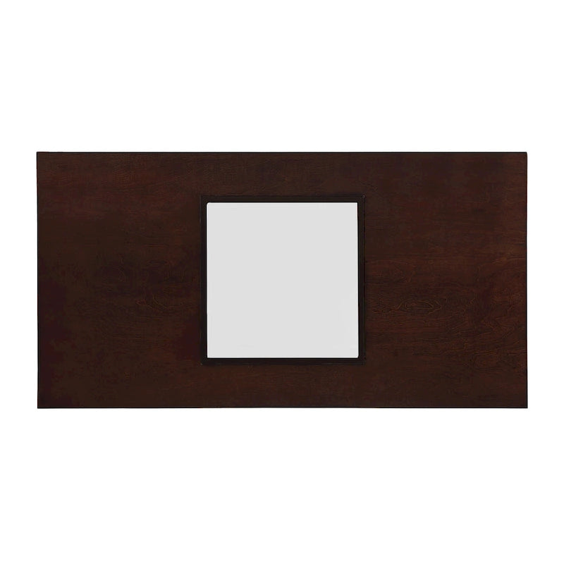 47-Inch Rectangular Coffee Table with Tempered Glass Insert and Circle-Cutout Base, Black Brown