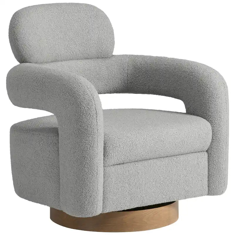 Sherpa Swivel Barrel Accent Chair with Round Metal Base, Set of 2, 8 Colors