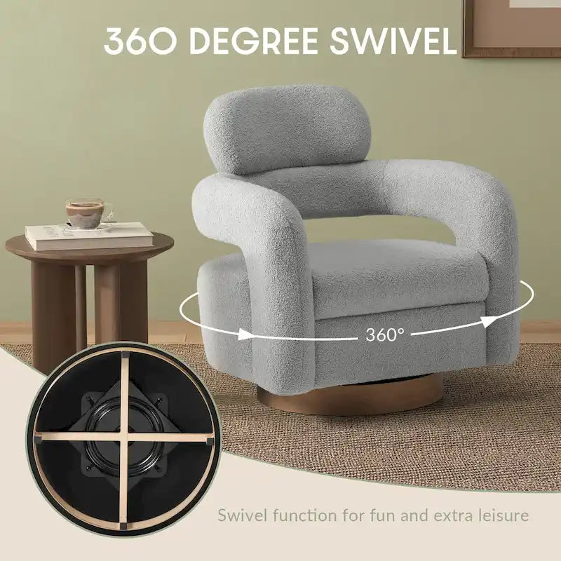 Sherpa Swivel Barrel Accent Chair with Round Metal Base, Set of 2, 8 Colors