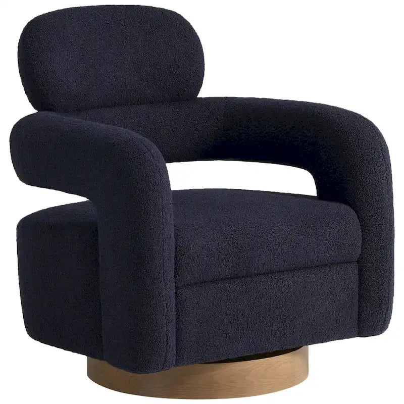 Sherpa Swivel Barrel Accent Chair with Round Metal Base, Set of 2, 8 Colors