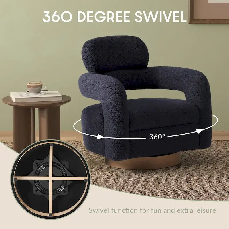 Sherpa Swivel Barrel Accent Chair with Round Metal Base, Set of 2, 8 Colors