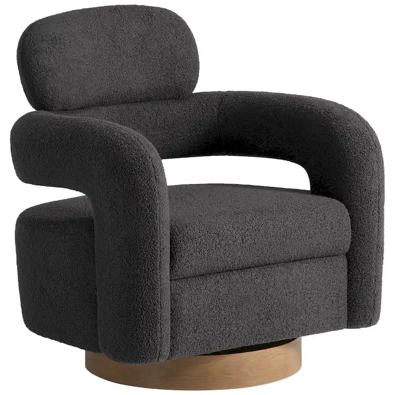 Sherpa Swivel Barrel Accent Chair with Round Metal Base, Set of 2, 8 Colors