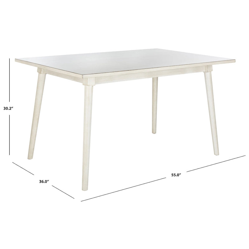55-Inch Rectangle Dining Table for 4, Solid Wood Legs, Antique White