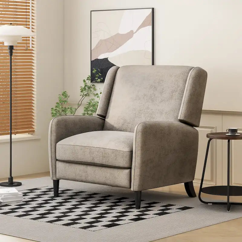 Oversized Textured Fabric Pushback Recliner Chair for Living Room, Beige Navy Blue Grey
