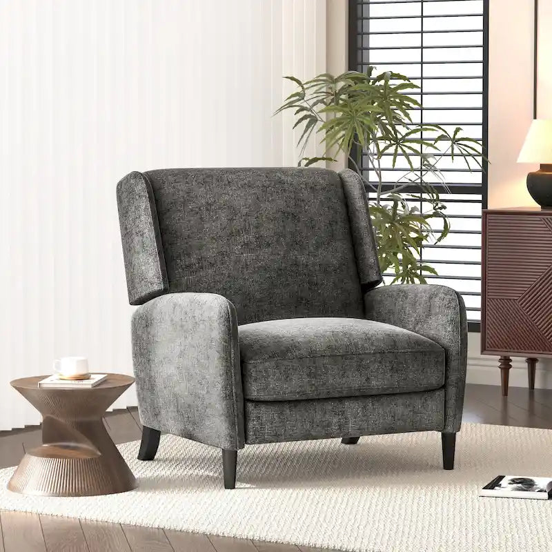 Oversized Textured Fabric Pushback Recliner Chair for Living Room, Beige Navy Blue Grey