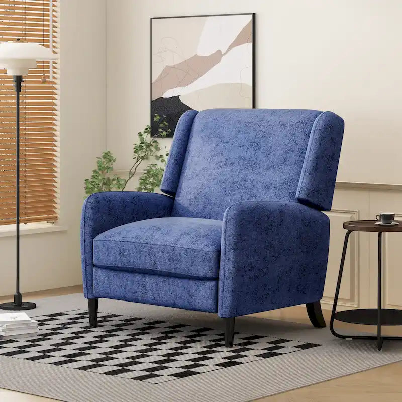 Oversized Textured Fabric Pushback Recliner Chair for Living Room, Beige Navy Blue Grey