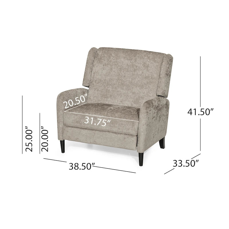 Oversized Textured Fabric Pushback Recliner Chair for Living Room, Beige Navy Blue Grey