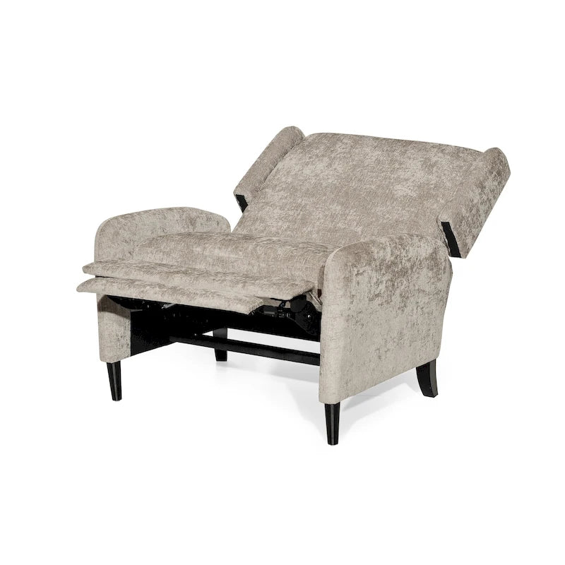 Oversized Textured Fabric Pushback Recliner Chair for Living Room, Beige Navy Blue Grey