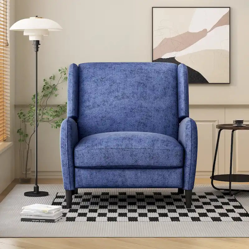 Oversized Textured Fabric Pushback Recliner Chair for Living Room, Beige Navy Blue Grey