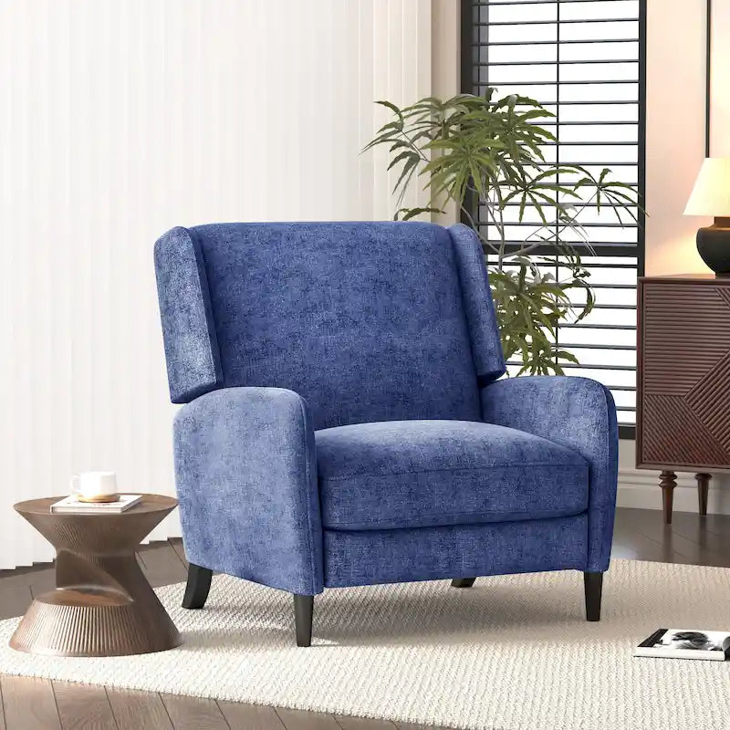 Oversized Textured Fabric Pushback Recliner Chair for Living Room, Beige Navy Blue Grey