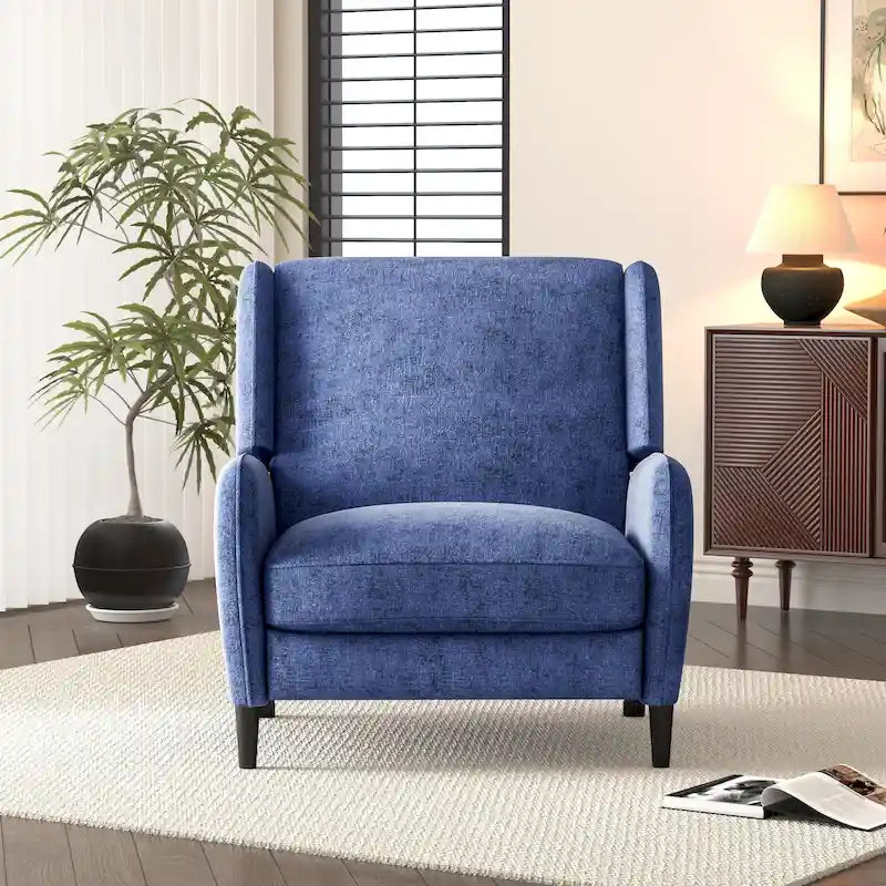 Oversized Textured Fabric Pushback Recliner Chair for Living Room, Beige Navy Blue Grey