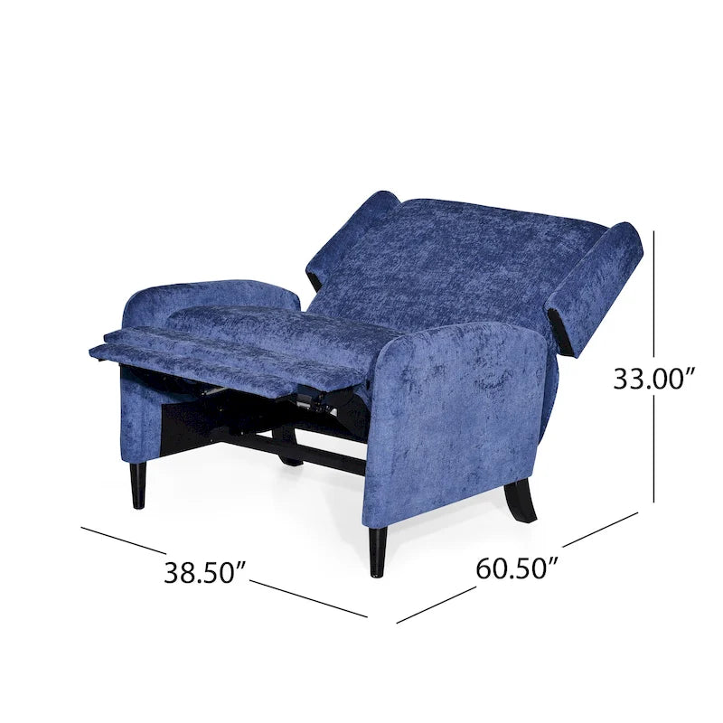 Oversized Textured Fabric Pushback Recliner Chair for Living Room, Beige Navy Blue Grey