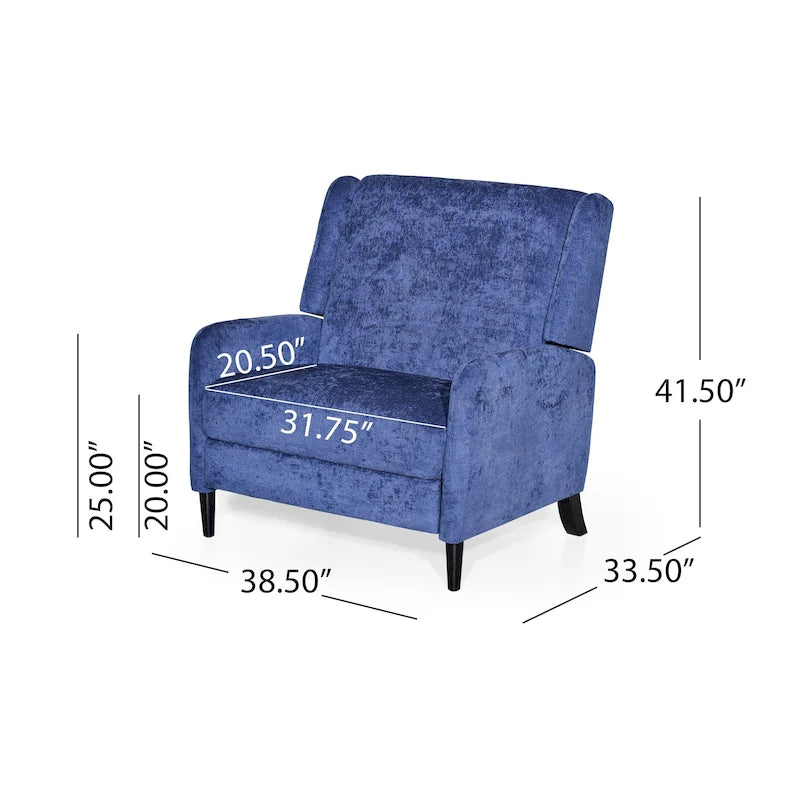 Oversized Textured Fabric Pushback Recliner Chair for Living Room, Beige Navy Blue Grey