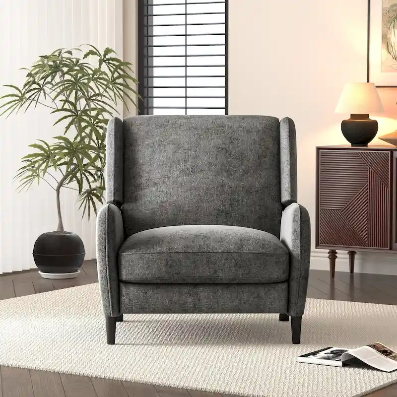 Oversized Textured Fabric Pushback Recliner Chair for Living Room, Beige Navy Blue Grey