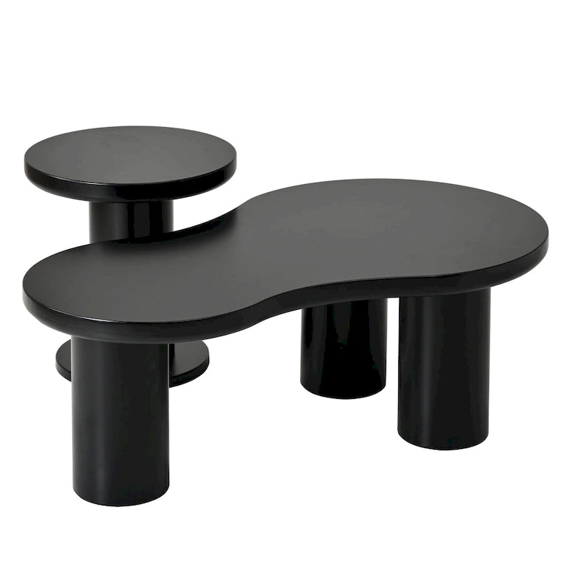 Set of 2 Nesting Cloud Coffee Table with Round Small Side Table