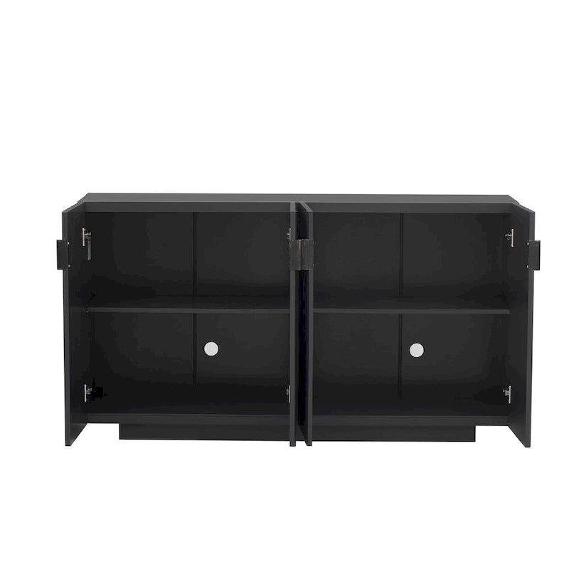 Buffet Cabinet with 4 Fluted Doors, Sideboard Cabinet with Storage, Wooden Storage Cabinet with Adjustable Shelves