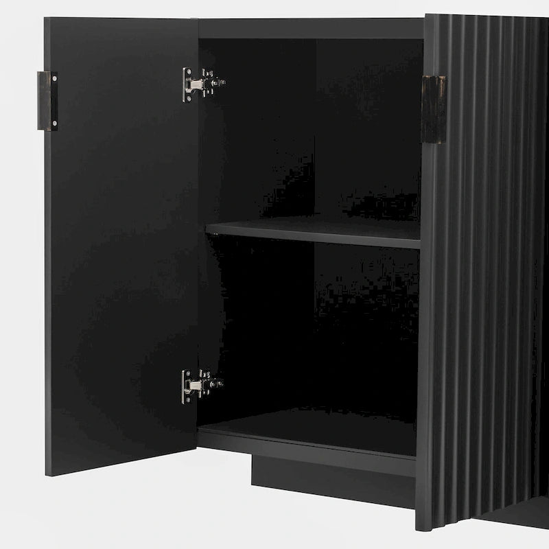 Buffet Cabinet with 4 Fluted Doors, Sideboard Cabinet with Storage, Wooden Storage Cabinet with Adjustable Shelves