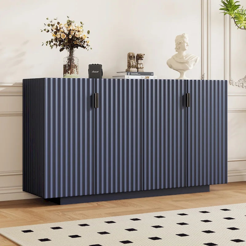 Buffet Cabinet with 4 Fluted Doors, Sideboard Cabinet with Storage, Wooden Storage Cabinet with Adjustable Shelves