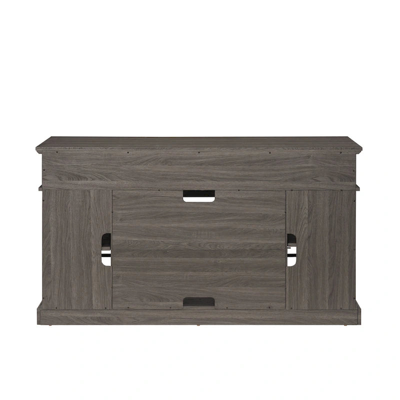 58-Inch TV Stand with Open Shelves and Glass Door Cabinets, Dark Walnut