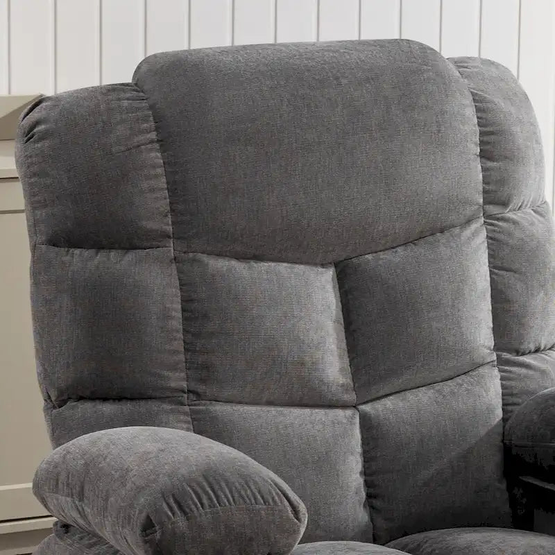 Oversized Massage Rocker Recliner with Heat and USB Charging, Blue Brown Grey