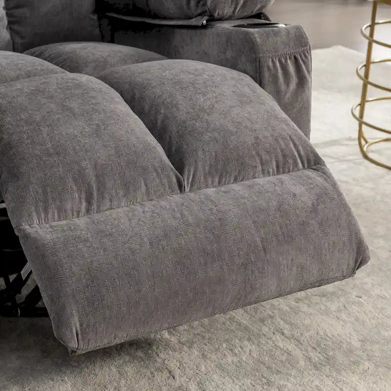 Oversized Massage Rocker Recliner with Heat and USB Charging, Blue Brown Grey