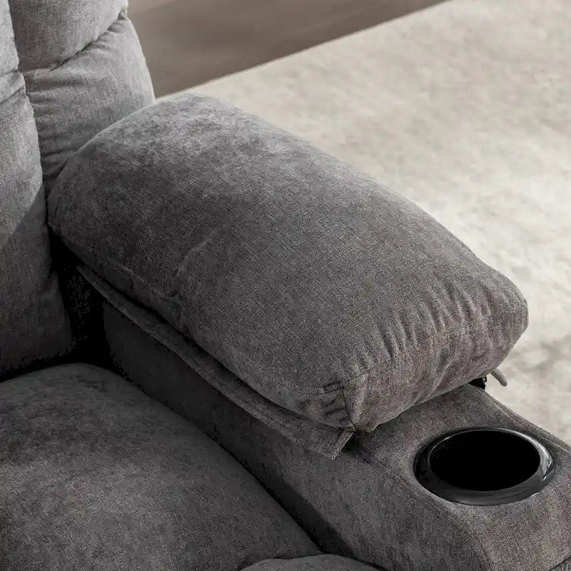 Oversized Massage Rocker Recliner with Heat and USB Charging, Blue Brown Grey