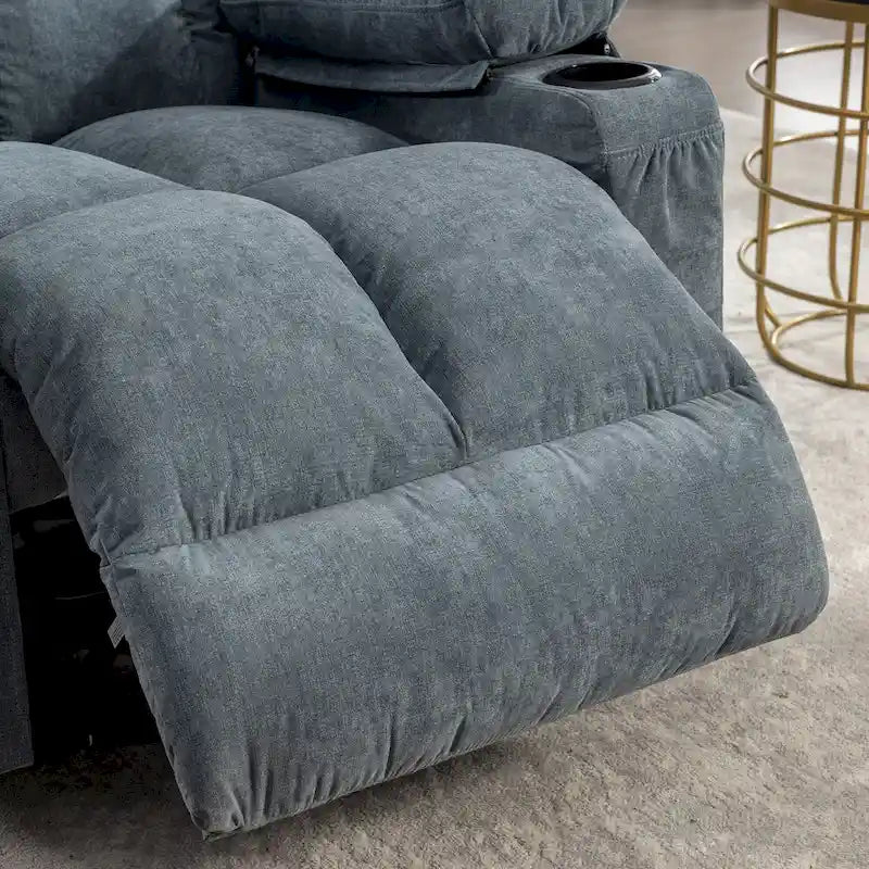 Oversized Massage Rocker Recliner with Heat and USB Charging, Blue Brown Grey