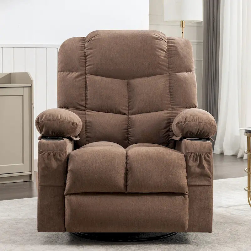 Oversized Massage Rocker Recliner with Heat and USB Charging, Blue Brown Grey