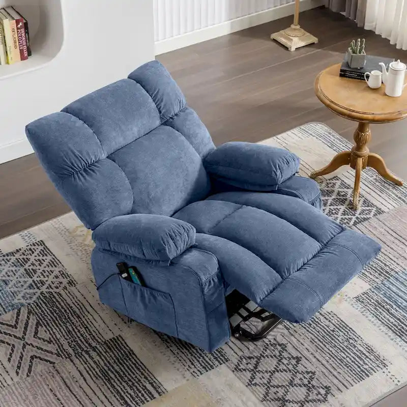 Power Lift Recliner with 8-Point Massage, Lumbar Heat, and USB Charging, Grey Blue Brown