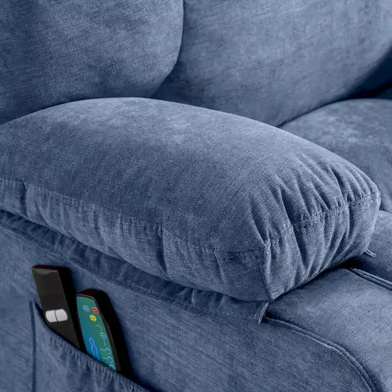 Power Lift Recliner with 8-Point Massage, Lumbar Heat, and USB Charging, Grey Blue Brown