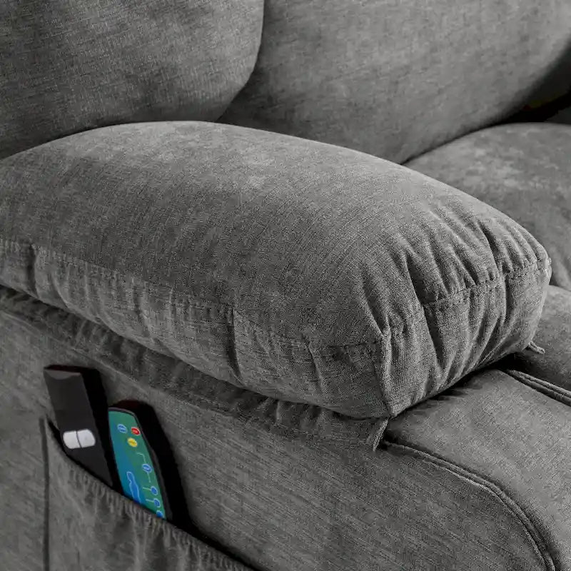 Power Lift Recliner with 8-Point Massage, Lumbar Heat, and USB Charging, Grey Blue Brown