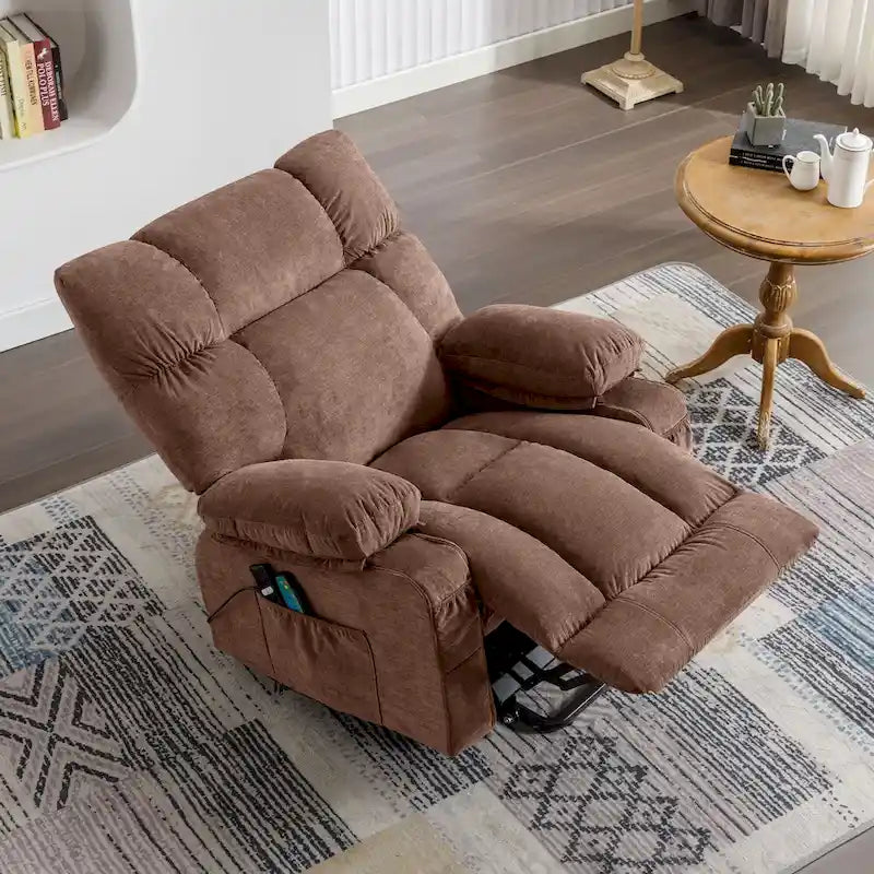 Power Lift Recliner with 8-Point Massage, Lumbar Heat, and USB Charging, Grey Blue Brown