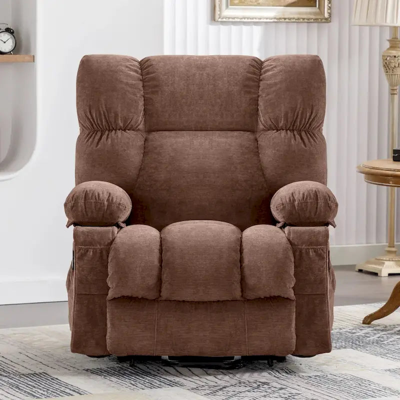 Power Lift Recliner with 8-Point Massage, Lumbar Heat, and USB Charging, Grey Blue Brown