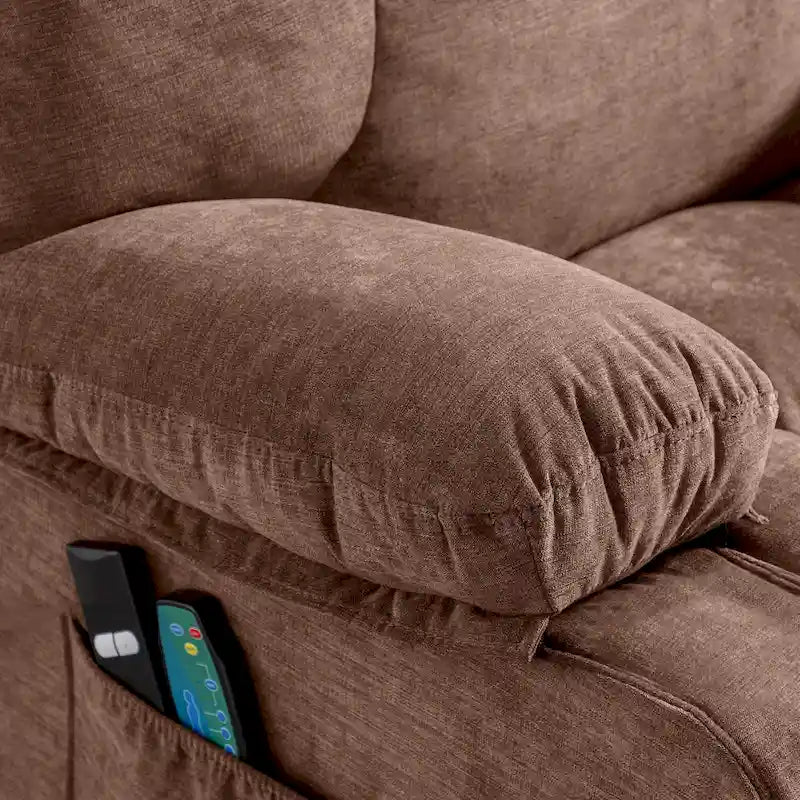 Power Lift Recliner with 8-Point Massage, Lumbar Heat, and USB Charging, Grey Blue Brown