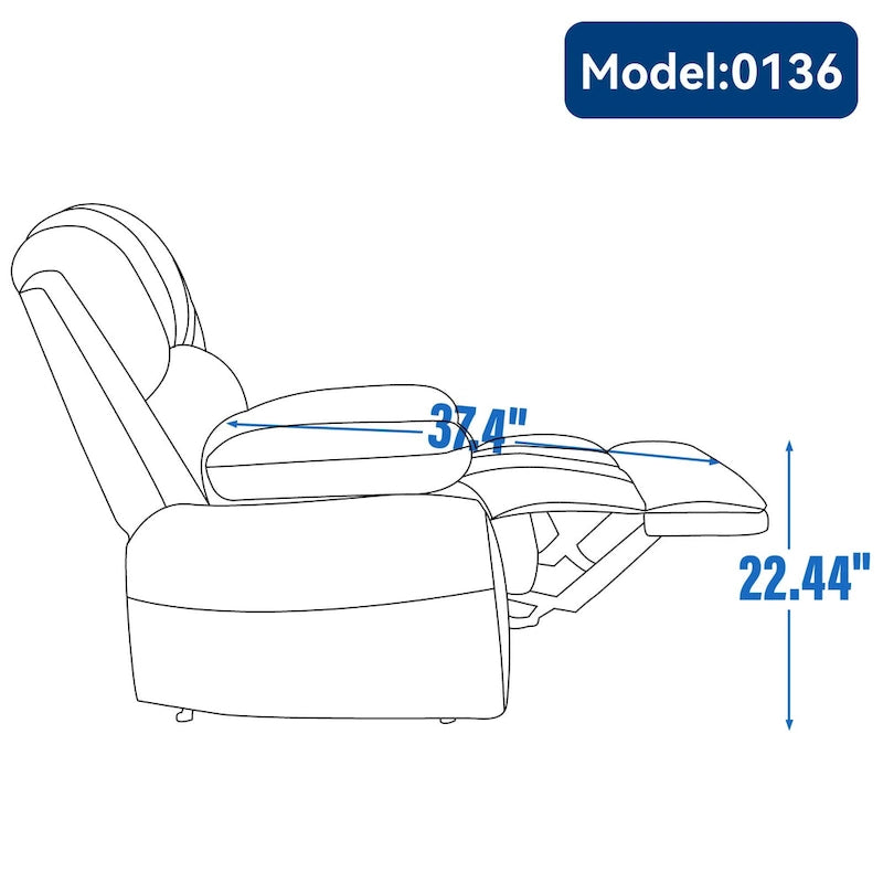 Oversized Manual Recliner Chair with 155-Degree Recline, Brown and Grey