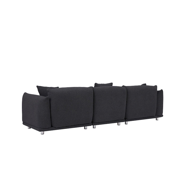 Oversized 3-Seater Sherpa Sofa with Solid Wood Frame and Metal Legs, 4 Colors