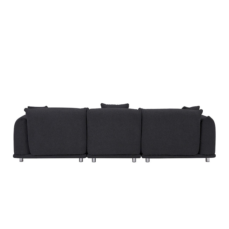 Oversized 3-Seater Sherpa Sofa with Solid Wood Frame and Metal Legs, 4 Colors