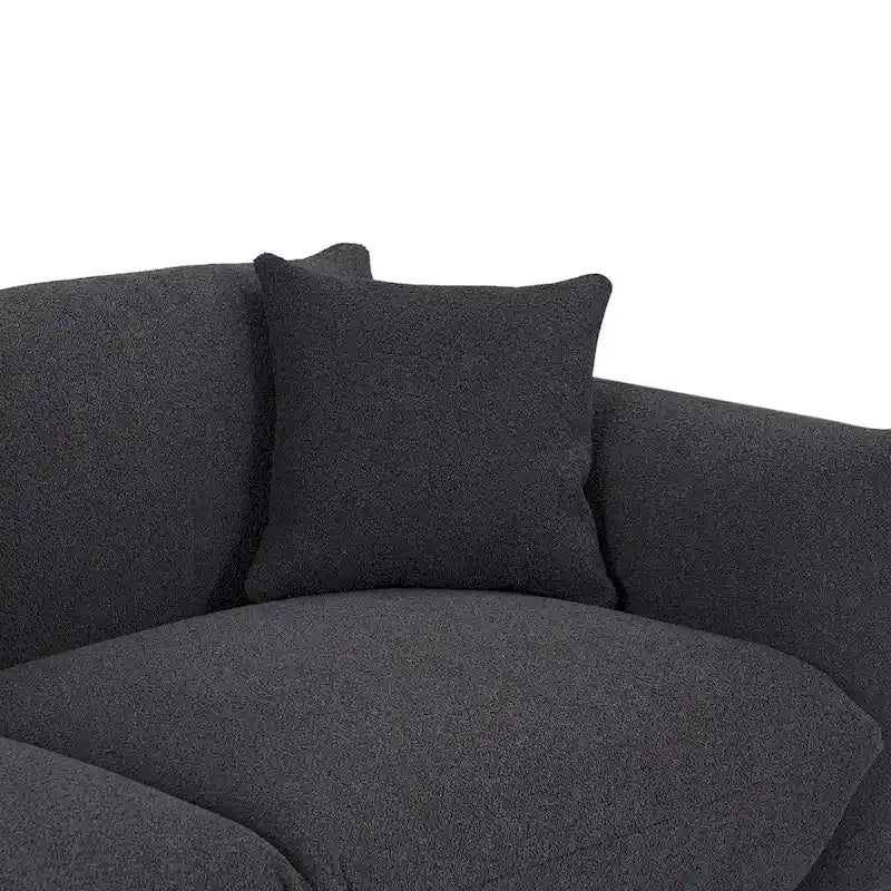 Oversized 3-Seater Sherpa Sofa with Solid Wood Frame and Metal Legs, 4 Colors