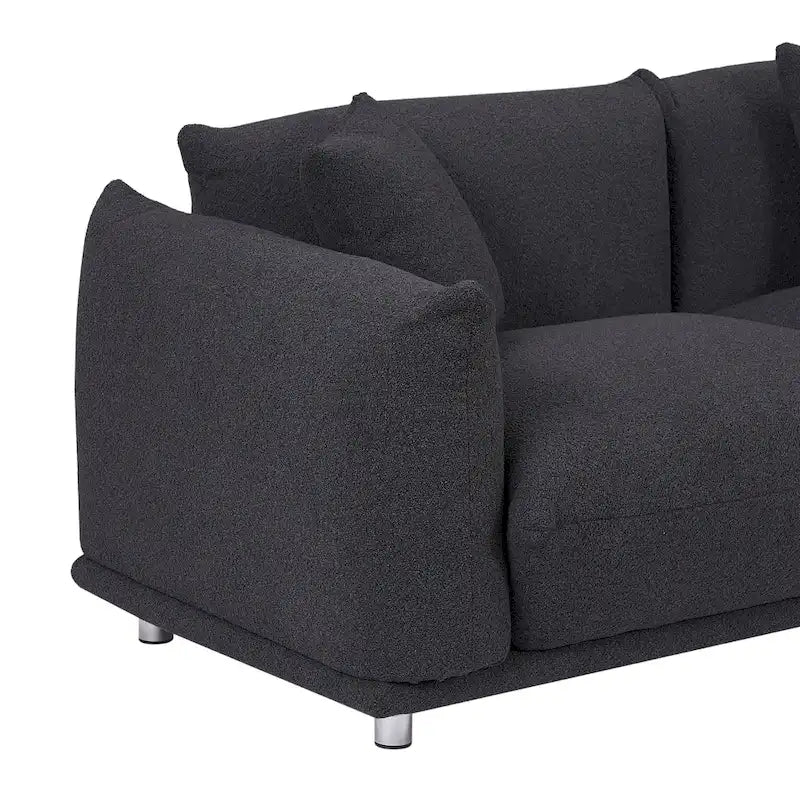 Oversized 3-Seater Sherpa Sofa with Solid Wood Frame and Metal Legs, 4 Colors