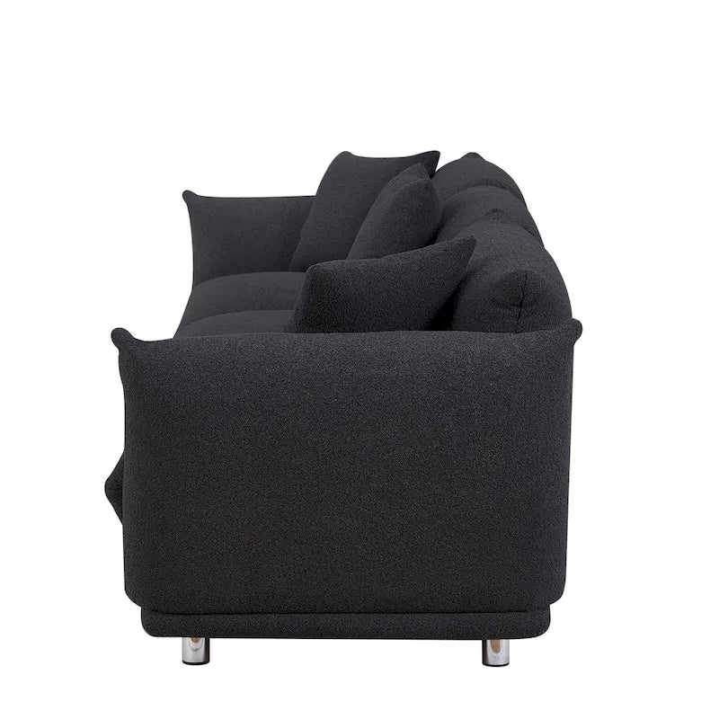 Oversized 3-Seater Sherpa Sofa with Solid Wood Frame and Metal Legs, 4 Colors