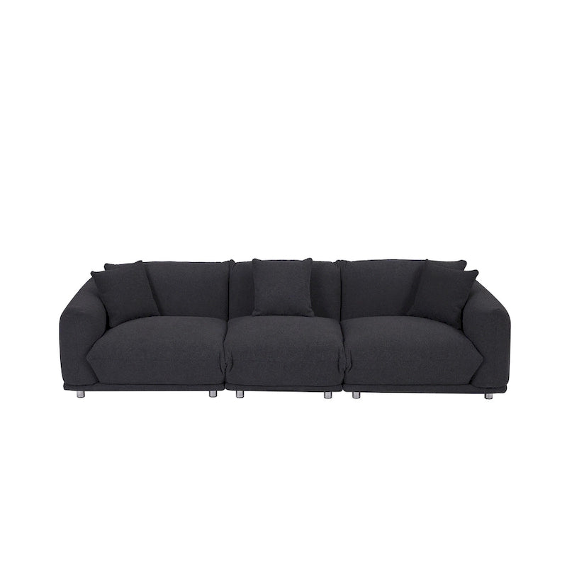 Oversized 3-Seater Sherpa Sofa with Solid Wood Frame and Metal Legs, 4 Colors