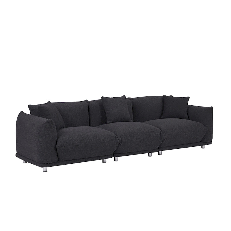 Oversized 3-Seater Sherpa Sofa with Solid Wood Frame and Metal Legs, 4 Colors