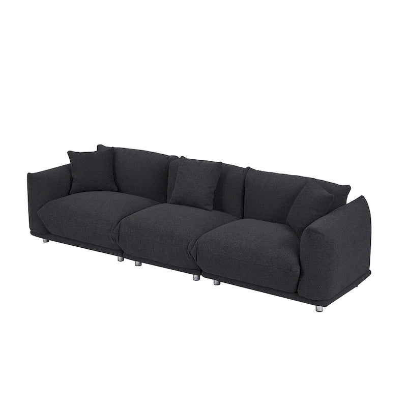 Oversized 3-Seater Sherpa Sofa with Solid Wood Frame and Metal Legs, 4 Colors