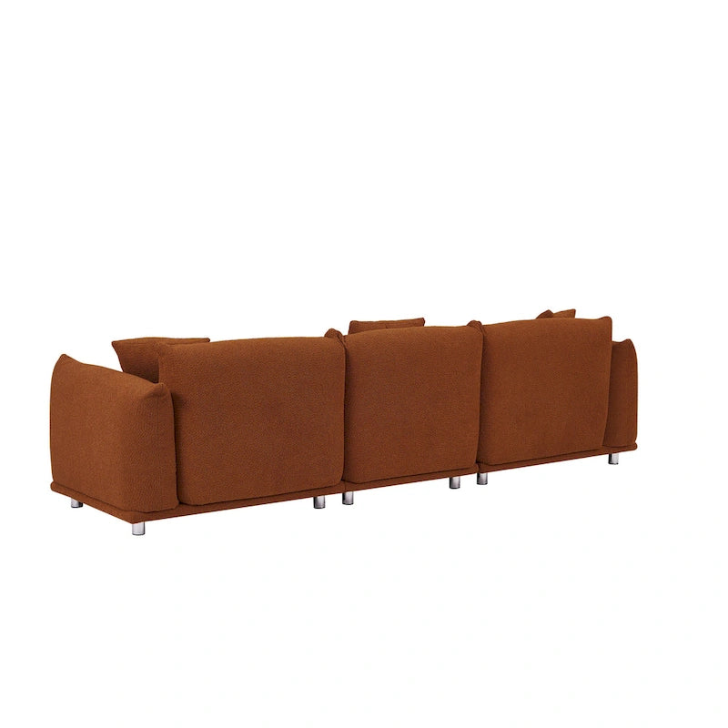 Oversized 3-Seater Sherpa Sofa with Solid Wood Frame and Metal Legs, 4 Colors