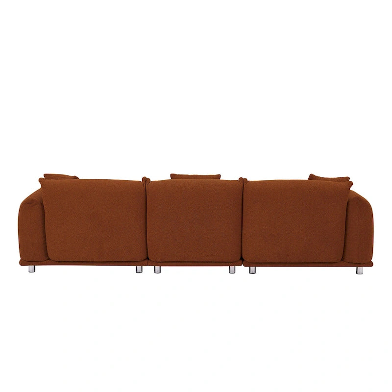 Oversized 3-Seater Sherpa Sofa with Solid Wood Frame and Metal Legs, 4 Colors