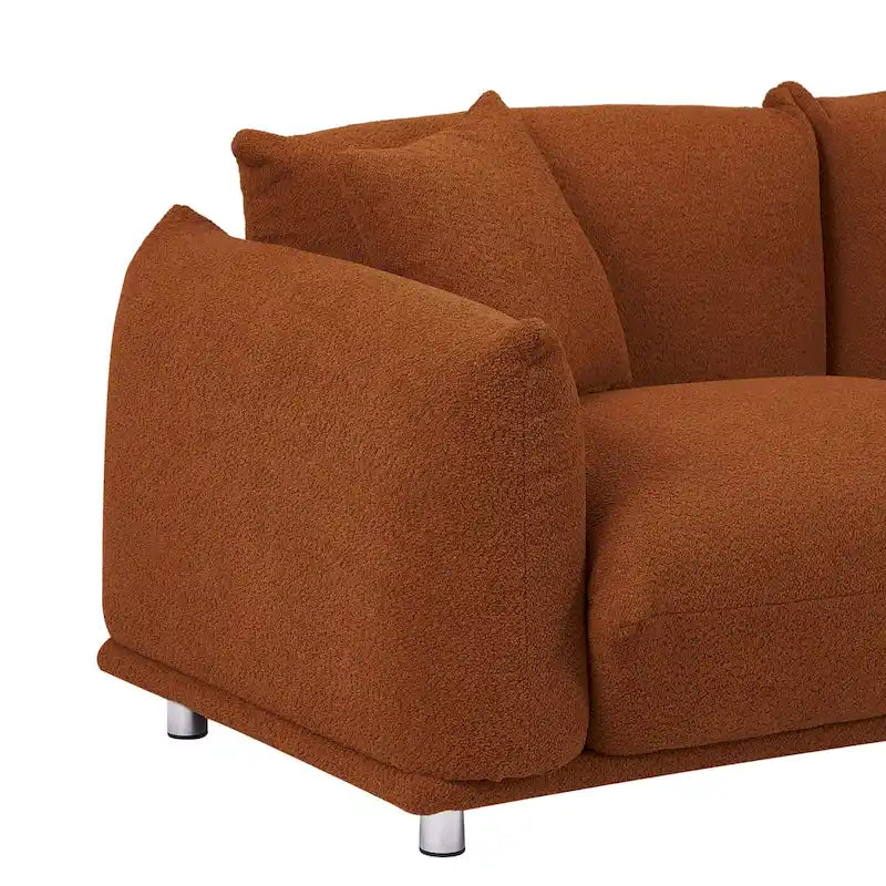 Oversized 3-Seater Sherpa Sofa with Solid Wood Frame and Metal Legs, 4 Colors