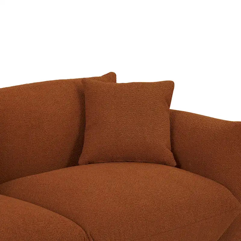 Oversized 3-Seater Sherpa Sofa with Solid Wood Frame and Metal Legs, 4 Colors